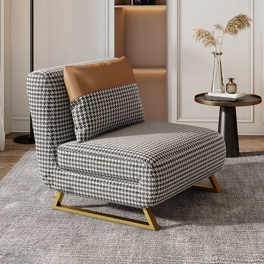 Armless Pillow Back Convertible Sofas Glam Metal Sleeper Sofa