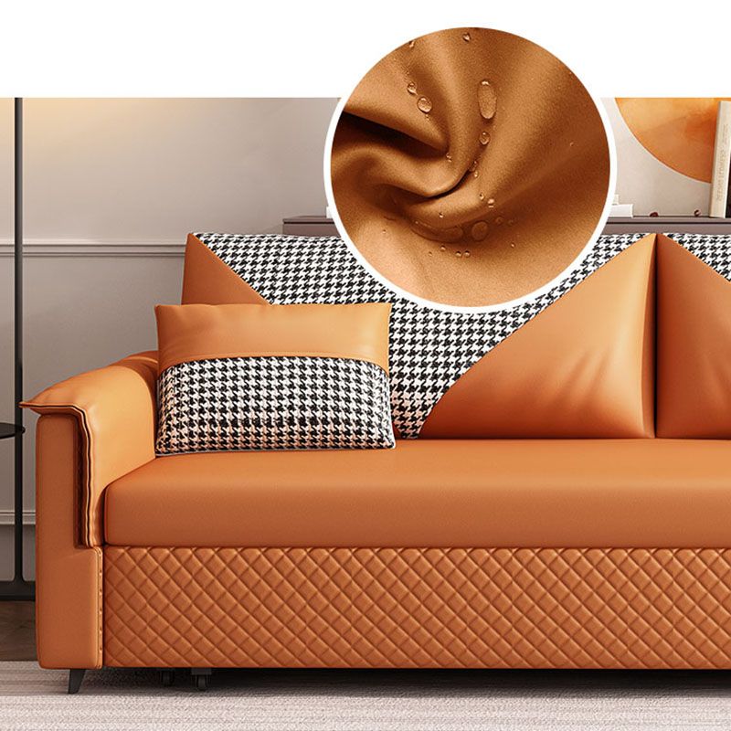 Modern Pillow Top Arm Sofa Bed Faux Leather Sofa with Storage Clearhalo 'furn' 'furn_sofas' 'Furniture' 'Living Room Furniture' 'Sofa' 'sofas' 1200x1200_f0a84ef3-ebb5-4eb1-9acb-1b413ab88fa8