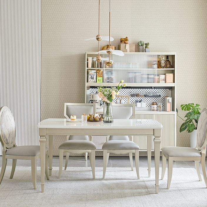 Glam Rectangle Dining Table White Faux Marble Tabletop for Home Clearhalo 'Dining Tables & Seating' 'Dining Tables' 'dining_table' 'furn' 'furn_dining_table' 'Furniture' 'Kitchen & Dining Furniture' 1200x1200_f0aa69ea-0832-4fdf-8906-1ce2583a5ac6