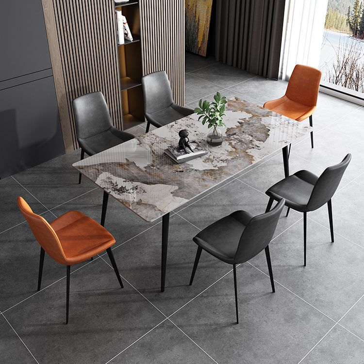 Stone Top Table 4 Legs Rectangle Dining Table for Home Kitchen Dinner Clearhalo 'Dining Tables & Seating' 'Dining Tables' 'dining_table' 'furn' 'furn_dining_table' 'Furniture' 'Kitchen & Dining Furniture' 1200x1200_f0af040f-b82d-4d6f-96d4-56ecfa3a6184