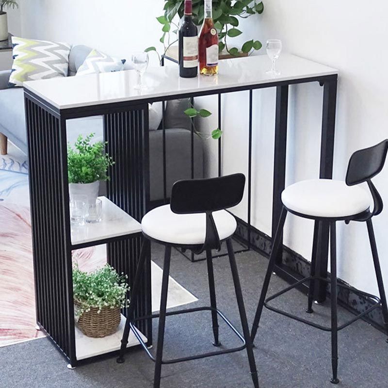 Rectangle Counter-height-Height Pub Table Coffee Shop Pub Bar Table avec rangement