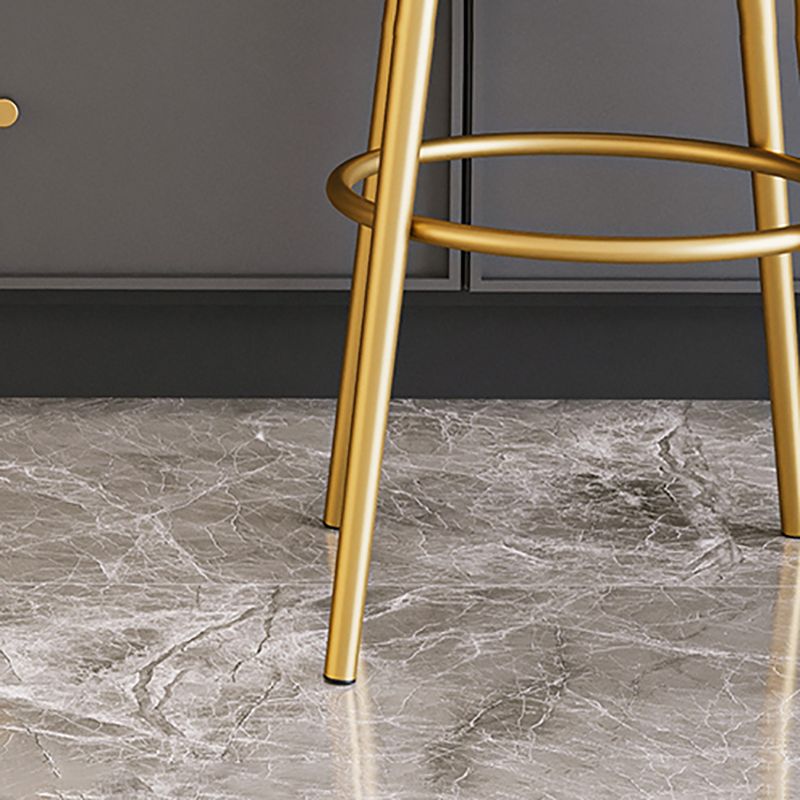 Nordic Armless Backrest Counter Stool Iron Kitchen Bar Stool with Velvet Cushion and Pedal Clearhalo 'Bar Furniture' 'Bar Stools' 'bar_stools' 'furn' 'furn_bar_stools' 'Furniture' 'furniture_bar_stools' 'Kitchen & Dining Furniture' 1200x1200_f0b1534b-0a04-4caa-b293-8fec396ef4de
