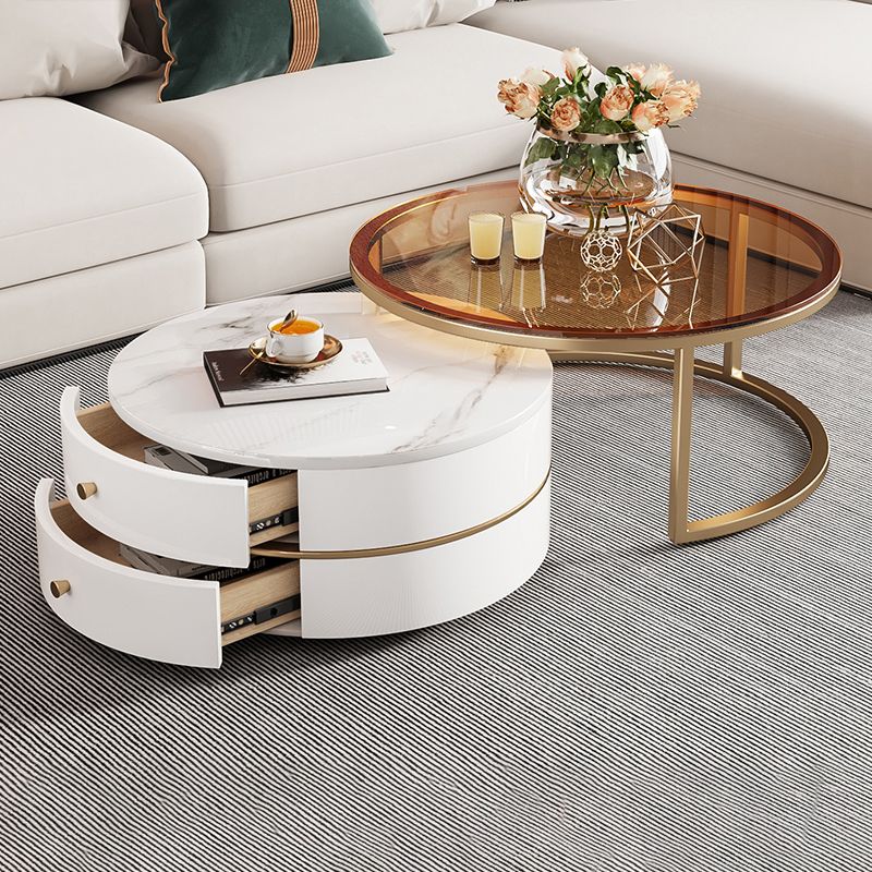 Modern Coffee Table Frame 2 Piece Nesting Tables with Golden Legs Clearhalo 'Coffee & Accent Tables' 'Coffee Tables' 'coffee_tables' 'furn' 'furn_coffee_tables' 'Furniture' 'Living Room Furniture' 1200x1200_f0b1eef1-f102-4f92-99f1-bd3cf47e509c