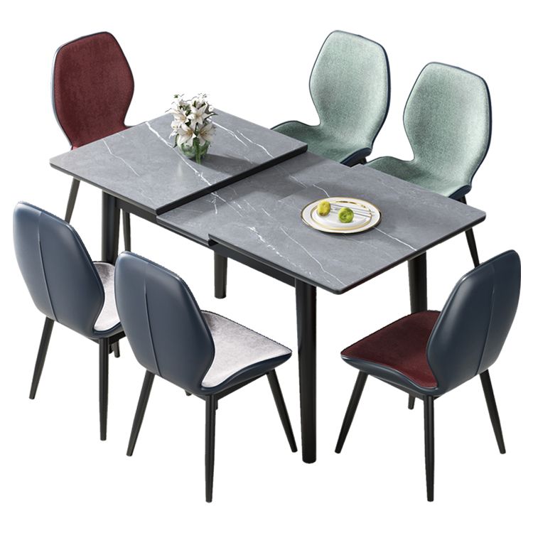 Modern Collapsible Sintered Stone Dining Room Table with 4 Metal Legs for Kitchen Dining Set Clearhalo 'Dining Room Sets' 'Dining Tables & Seating' 'dining_room_set' 'furn' 'furn_dining_room_set' 'Furniture' 'furniture_dining_room_set' 'Kitchen & Dining Furniture' 'kitchen&dining_furn' 'kitchen' 1200x1200_f0b28673-718f-4f93-9c33-175accc3697b
