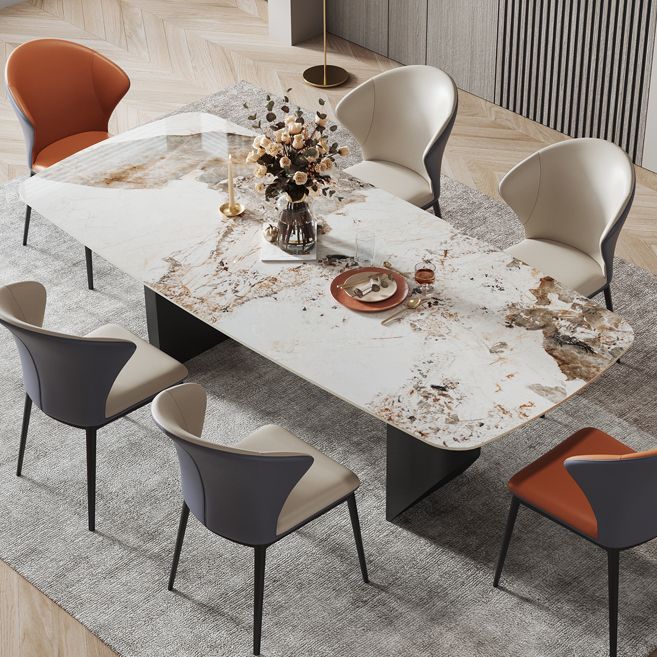 Metal Modern Rectangle Dining Table Sintered Stone Table for Dining Room and Kitchen Clearhalo ' dining_table' 'Dining Tables & Seating' 'Dining Tables' 'Furniture' 'furniture_dining_table' 'Kitchen & Dining Furniture' 'kitchen&dining_furn' 'kitchen' 'kitchen_dining_table' 1200x1200_f0b3a105-47ec-49bb-a629-da76559eed5c