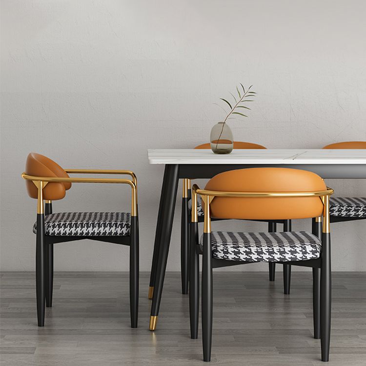 Glam Metal Home Side Chair Open Back Dining Side Chair in Black Clearhalo 'Dining Chairs' 'Dining Tables & Seating' 'dining_chair' 'furn' 'furn_dining_chair' 'Furniture' 'furniture_dining_chair' 'Kitchen & Dining Furniture' 1200x1200_f0b52e9e-d8a1-4b08-9061-3f9201e4ab2c