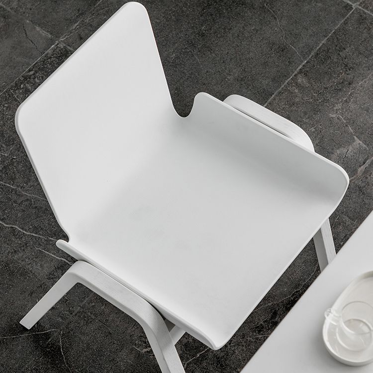 Contemporary Dining Plastic Chairs Armless Chair with Wood Legs for Home