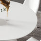 Modern Dining Table with White Pedestal Round Stone Top Dining Table without Turntable