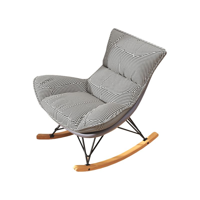 Chaise de rocker rembourrée rembourrée contemporaine chaise de bascule de broche à cadre de cadre en métal avec ottoman