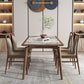 Modern Solid Wood Dining Site Table Stone Top Tripod Base Dining Table