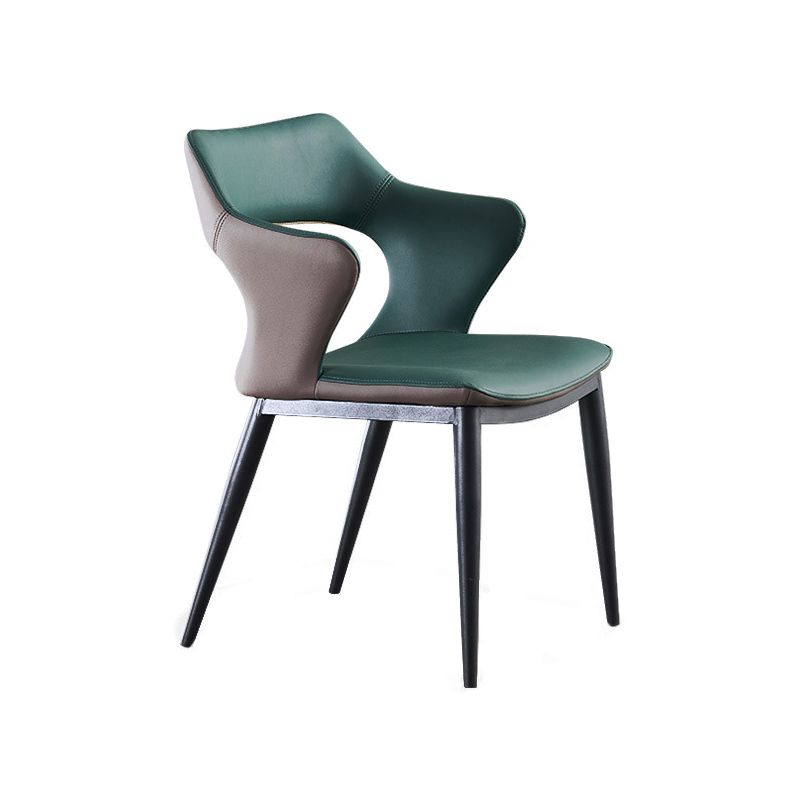 Industrial Design Faux Leather Dining Chairs Open Back Arm Dining Chairs Clearhalo ' kitchen&dining_furn' 'Dining Chairs' 'Dining Tables & Seating' 'dining_chair' 'furn' 'furn_dining_chair' 'Furniture' 'furniture_dining_chair' 'Kitchen & Dining Furniture' 'kitchen' 1200x1200_f0c872be-8bae-4518-ab01-ac5e12747b95