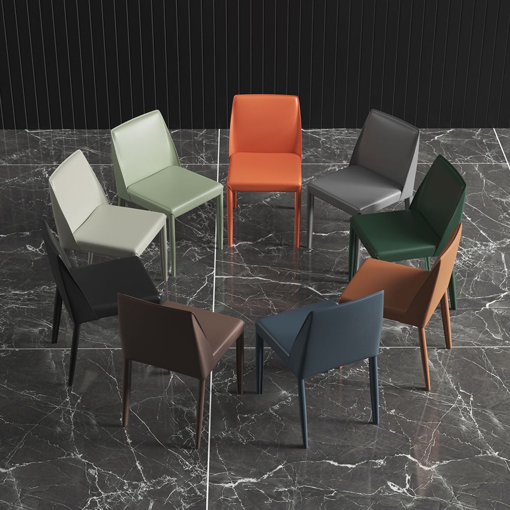 Scandinavian Leather Dining Chairs Solid Back Armless Dining Side Chairs Clearhalo ' kitchen&dining_furn' 'Dining Chairs' 'Dining Tables & Seating' 'dining_chair' 'furn' 'furn_dining_chair' 'Furniture' 'furniture_dining_chair' 'Kitchen & Dining Furniture' 'kitchen' 1200x1200_f0c9cc63-033f-43ca-8965-ec4b5c089f45