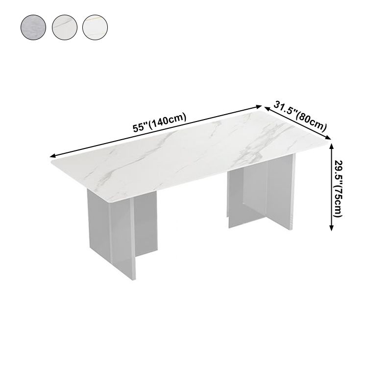 Modern Style Dining Table Rectangle Sintered Stone Double Pedestal Table for Kitchen Clearhalo ' dining_table' 'Dining Tables & Seating' 'Dining Tables' 'furn' 'furn_dining_table' 'Furniture' 'furniture_dining_table' 'Kitchen & Dining Furniture' 'kitchen&dining_furn' 'kitchen' 'kitchen_dining_table' 1200x1200_f0ca3cd1-c86a-48ad-8336-507019bbee76