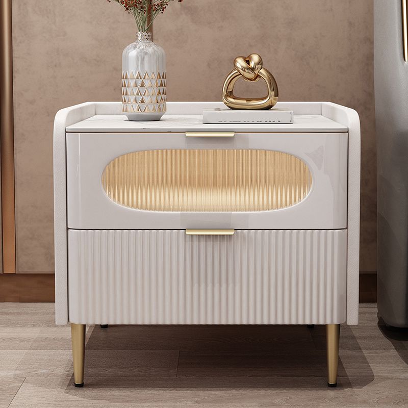 2-lading accenttafel nachtkastje 18,5 "hoge steen/glas nachtkastje