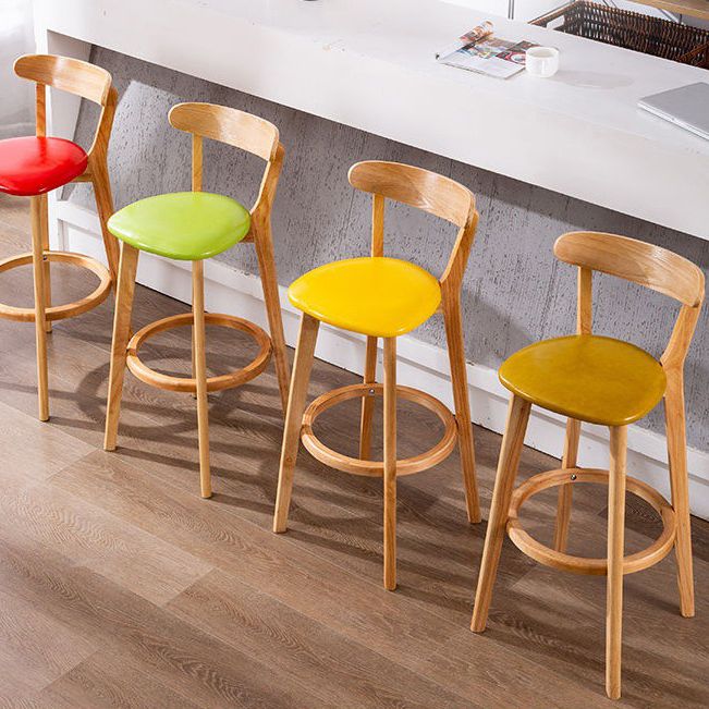Industrial Backrest Armless Counter Stool Rubber Wood Bar Stool with Cushion for Cafe Clearhalo 'Bar Furniture' 'Bar Stools' 'bar_stools' 'furn' 'furn_bar_stools' 'Furniture' 'Kitchen & Dining Furniture' 1200x1200_f0ce4281-4e88-402e-ab1e-75537e12c994