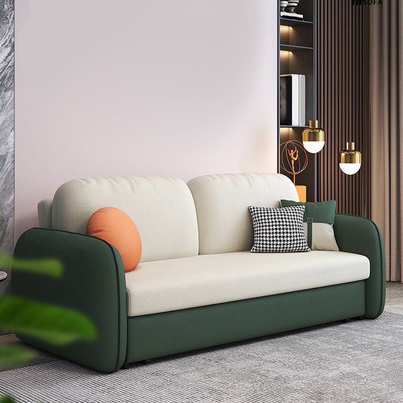 Faux Leather Stain Resistant Contemporary Bed Sofa Couch in Green/white