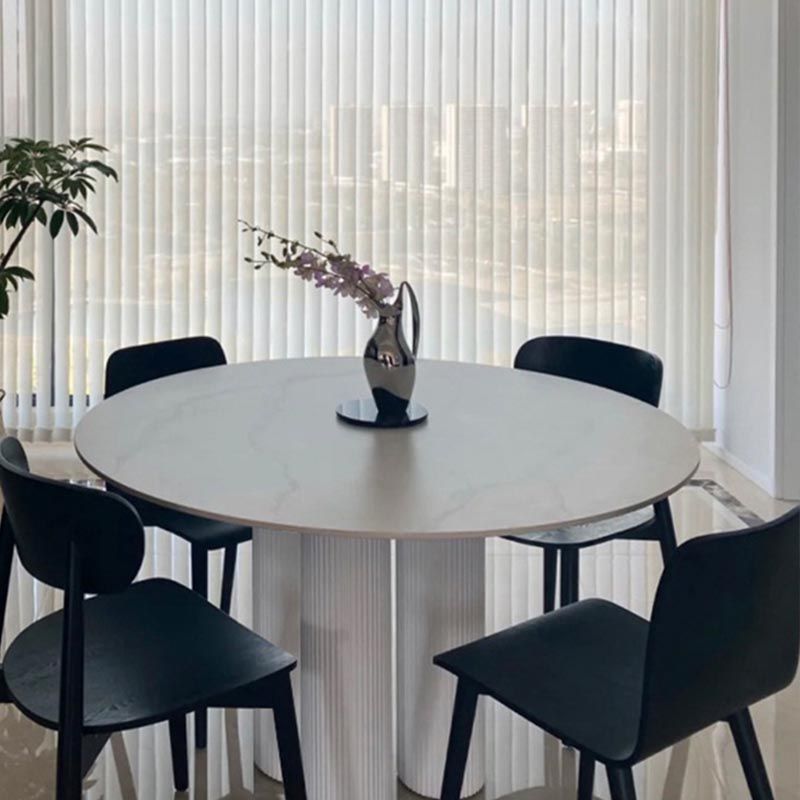 Modern Dining Table Stone and Metal Three Pedestal Dining Table for Living Room Clearhalo 'Dining Tables & Seating' 'Dining Tables' 'dining_table' 'furn' 'furn_dining_table' 'Furniture' 'furniture_dining_table' 'Kitchen & Dining Furniture' 'kitchen' 'kitchen_dining_table' 1200x1200_f0cf1eae-2871-4c9e-b834-1456ed1b12b5