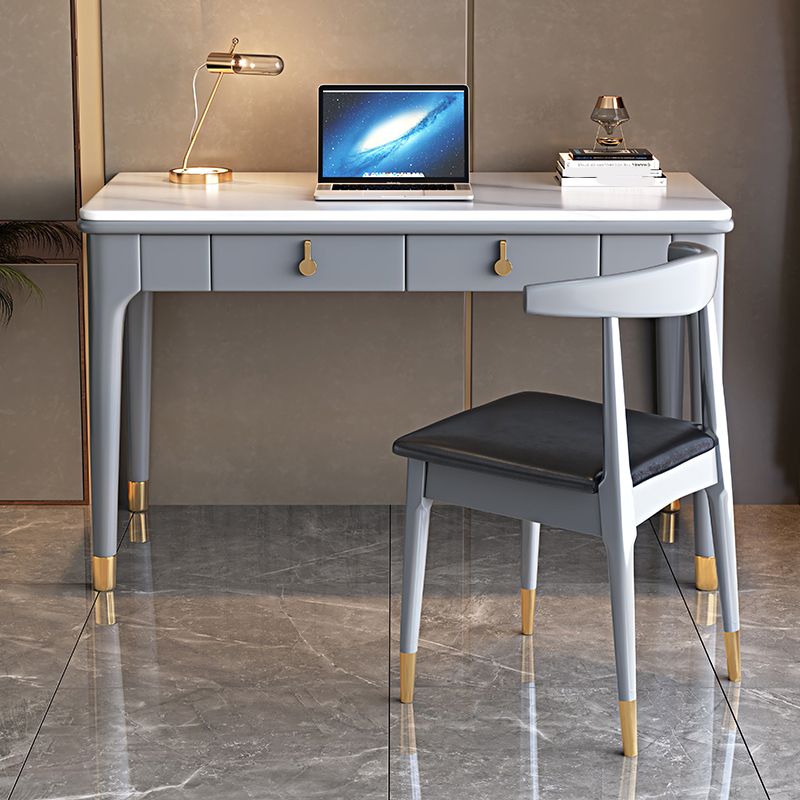 Glam Style Computer Desk Rectangular 2 Drawers Writing Desk , 29.5" High Clearhalo 'furn' 'furn_office_desk' 'Furniture' 'Office Desks' 'Office Furniture' 'office_desk' 1200x1200_f0cf58d6-8a8b-4e1d-a553-04bc15749bfa