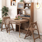 Mesa de comedor con estructura de madera maciza, mesa de comedor plegable rectangular con almacenamiento