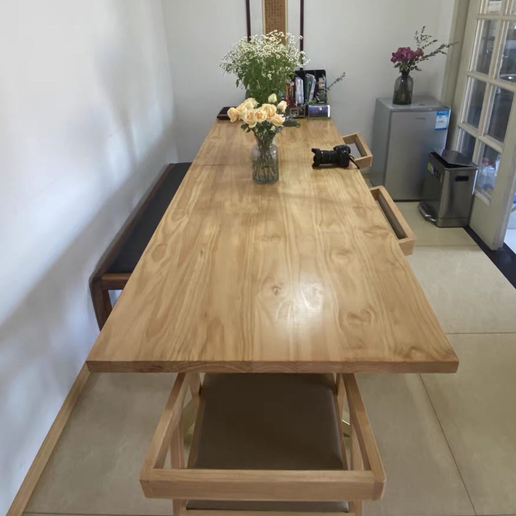 Rectangle Wood Color Dining Table Pine Solid Wood Table Glam for Dining Room Clearhalo ' dining_table' 'Dining Tables & Seating' 'Dining Tables' 'furn' 'furn_dining_table' 'Furniture' 'furniture_dining_table' 'Kitchen & Dining Furniture' 'kitchen&dining_furn' 'kitchen' 'kitchen_dining_table' 1200x1200_f0d3e8ad-0bb0-43e9-a976-44982d5d4b70
