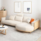Scandinavian Linen Square Arm Sofa with Chaise with Wood Accents - 106.3" W