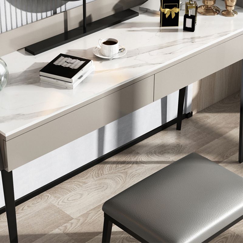 Makeup Counter With 2 Storage Drawers Contemporary Marble Dresser for Bedroom