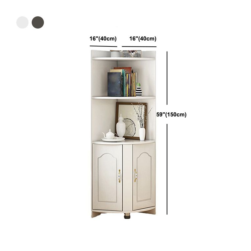 Wooden Modern Accent Cabinet Triangle Storage Cabinet with 2 Doors