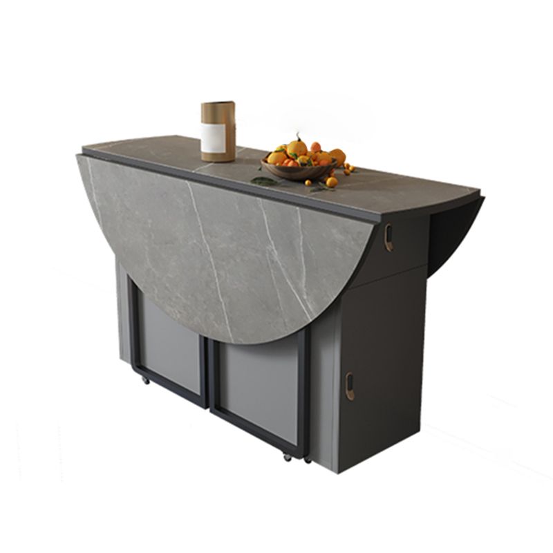 Modern Round Stone Top Dining Table Foldable for Small Spaces