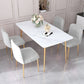 Set da tavolo da pranzo rettangolare glam 1/2/5 pezzi Dinette set con top in pietra sinterizzata bianca