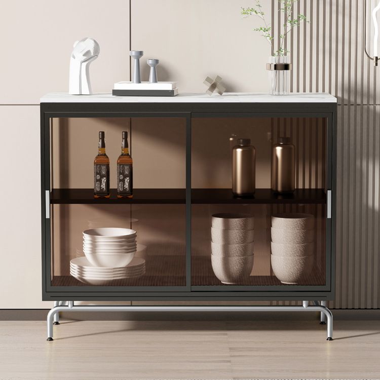 Mobile moderno in metallo in metallo vetro e porte scorrevoli per il soggiorno per soggiorno