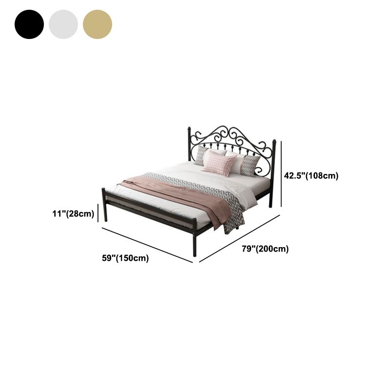 Glam Metal Open-Frame Bed with Camelback Headboard and Footboard