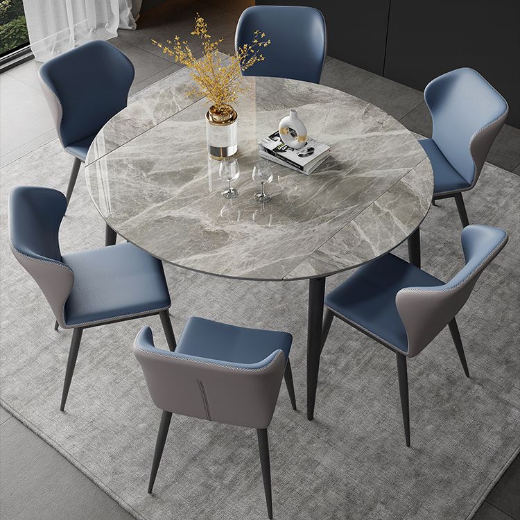 Modern Round Sintered Stone Table Standard Kitchen Dining Table in Gray Clearhalo ' dining_table' 'Dining Tables & Seating' 'Dining Tables' 'furn' 'furn_dining_table' 'Furniture' 'furniture_dining_table' 'Kitchen & Dining Furniture' 'kitchen&dining_furn' 'kitchen' 'kitchen_dining_table' 1200x1200_f0de83b3-d75b-4274-bb6f-51805923cbd6