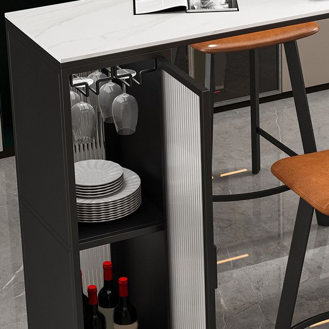 Set tavolo da bar moderno Tavolo da bar rettangolare in pietra da 1/2/3 pezzi con sgabelli imbottiti