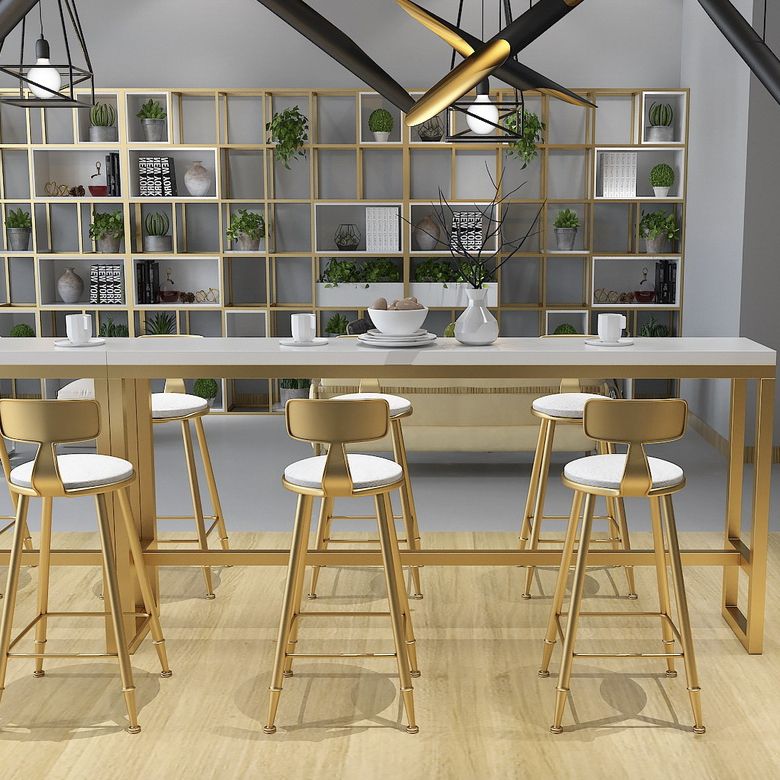 Trestle Rectangle Counter Height Dining Table White and Gold Counter Table Clearhalo 'Bar Furniture' 'Bar Tables' 'bar_tables' 'furn' 'furn_bar_tables' 'Furniture' 'furniture_bar_tables' 'Kitchen & Dining Furniture' 'kitchen&dining_furn' 'kitchen' 1200x1200_f0dfd346-5c42-4657-834e-ff5745968fef