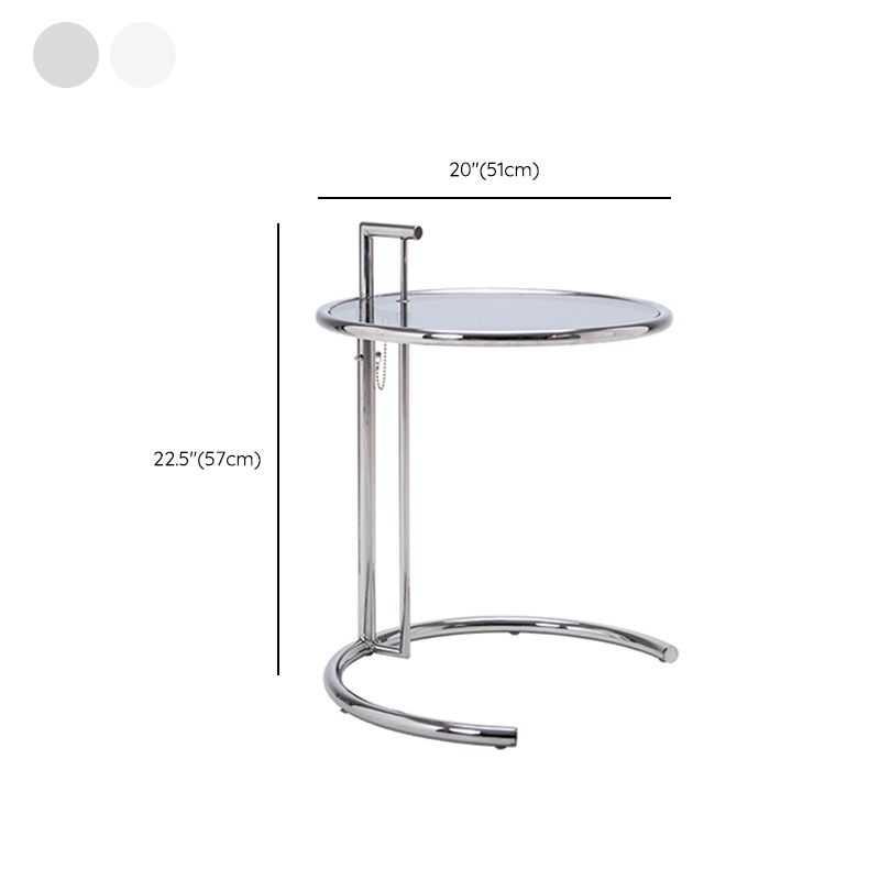 Adjustable Height Glass Side Table Modern Dia 20.1" C End Table Clearhalo 'Coffee & Accent Tables' 'End & Side Tables' 'end_side_tables' 'furn' 'furn_end_side_tables' 'Furniture' 'Living Room Furniture' 1200x1200_f0e0adda-a78c-4019-8039-f9760b2b9f13