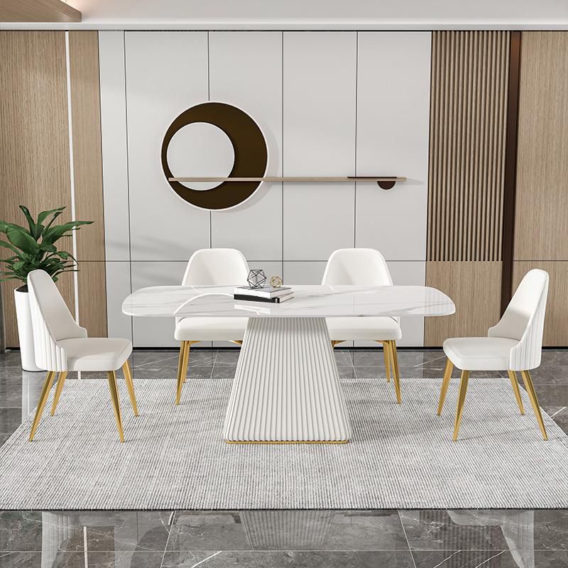 Mesa de comedor rectangular de piedra sinterizada moderna para uso doméstico