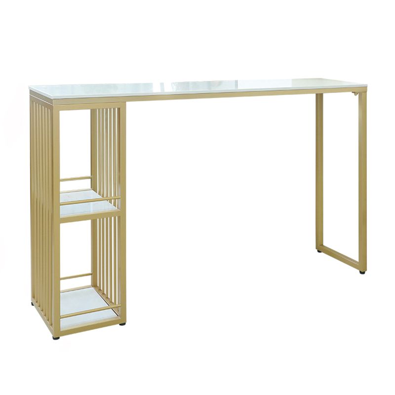 Stone Bar Dining Table Glam Rectangle Kitchen Bar Table with Double Pedestal Clearhalo 'Bar Furniture' 'Bar Tables' 'bar_tables' 'furn' 'furn_bar_tables' 'Furniture' 'Kitchen & Dining Furniture' 1200x1200_f0e30e08-f31c-4425-b108-06035aa9b49e