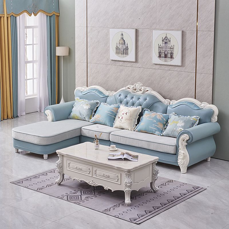 Traditional Style 46.45 " H Rolled Arm Sofa & Chaise for Living Room Clearhalo 'furn' 'furn_sectionals' 'Furniture' 'Living Room Furniture' 'Sectionals' 1200x1200_f0e41560-e6f0-491f-b7a3-b5cc2947eb79