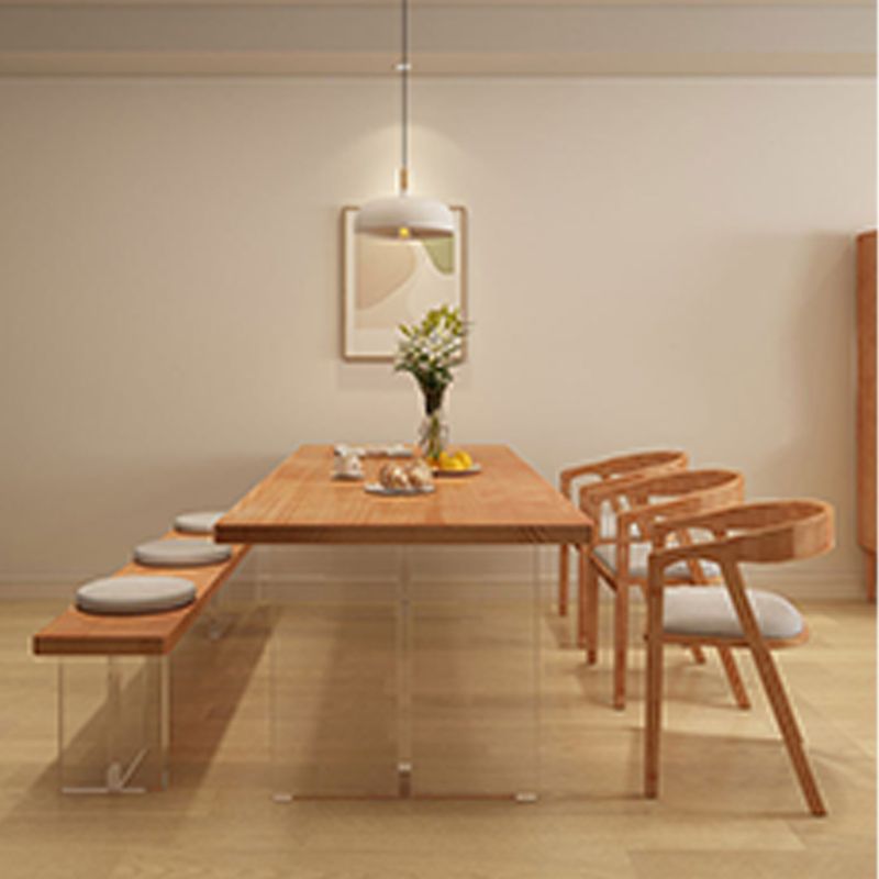 Rectangle Acrylic Base Dining Table Medieval Modern Style Wood Table for Kitchen Clearhalo 'Dining Tables & Seating' 'Dining Tables' 'dining_table' 'furn' 'furn_dining_table' 'Furniture' 'Kitchen & Dining Furniture' 1200x1200_f0e4d6be-a99e-453d-980d-b7cfb93819bf
