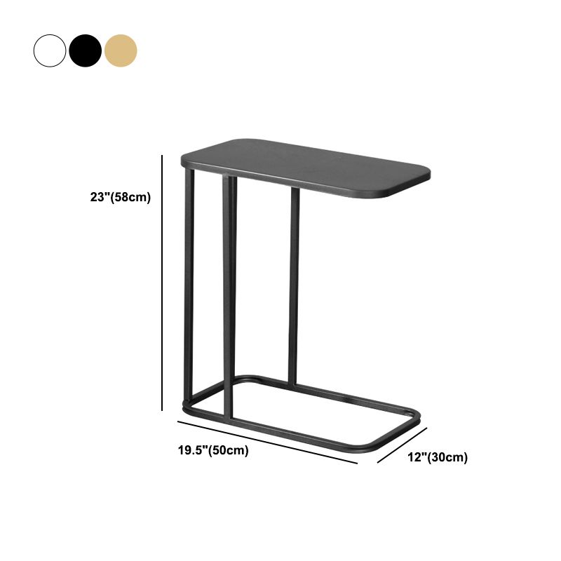 Mid-century Modern Rectangle Top End Table 22.8" Tall Metal C Side Table