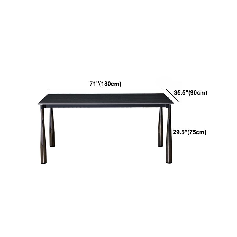 Modern Black Rectangle Dining Table Set 1/4/5/7 Pieces Dinette Set with Sintered Stone Top Clearhalo 'Dining Room Sets' 'Dining Tables & Seating' 'dining_room_set' 'furn' 'furn_dining_room_set' 'Furniture' 'Kitchen & Dining Furniture' 1200x1200_f0e6f3d2-a481-4909-9327-7574773ba298