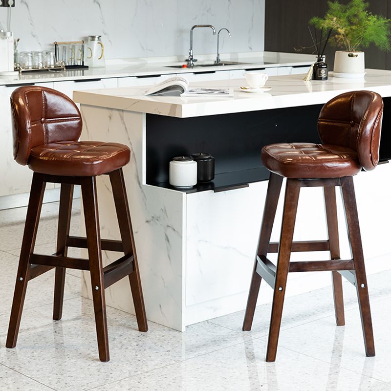 Modern Armless Backrest Counter Stool Wood Household Bar Stool with Pedal and Cushion Clearhalo 'Bar Furniture' 'Bar Stools' 'bar_stools' 'furn' 'furn_bar_stools' 'furniture_bar_stools' 'Kitchen & Dining Furniture' 'kitchen&dining_furn' 'kitchen' 'kitchen_furn' Furniture' 1200x1200_f0e7868b-4bb0-4033-934f-5adb94028b0a