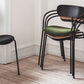 Industrial Armless Kitchen Chair Wooden Open Back Side Chair with Metal Base