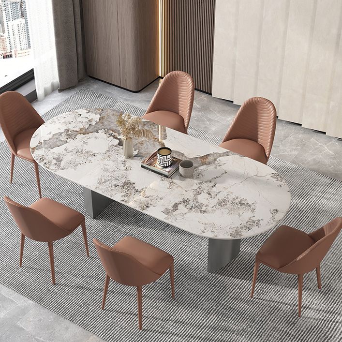 Metal Traditional Luxury Oval Table Sintered Stone Table for Dining Room and Kitchen Clearhalo ' dining_table' 'Dining Tables & Seating' 'Dining Tables' 'furn' 'furn_dining_table' 'Furniture' 'furniture_dining_table' 'Kitchen & Dining Furniture' 'kitchen&dining_furn' 'kitchen' 'kitchen_dining_table' 1200x1200_f0e9b598-af81-48d6-9fc8-a57be4b7740d