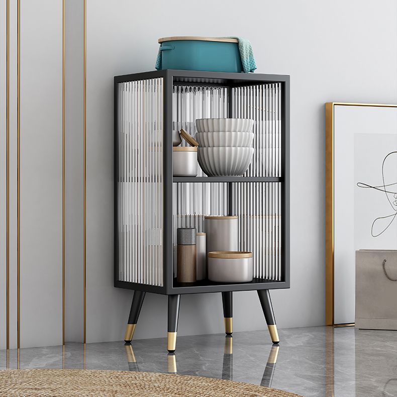 Black and White Dining Server Contemporary Metal Cabinets and Open Storage Server Clearhalo 'buffet_sideboard' 'Buffets & Sideboards' 'furn' 'furn_buffet_sideboard' 'Furniture' 'furniture_buffet_sideboard' 'Kitchen & Dining Furniture' 1200x1200_f0eecd40-9506-4797-b0e6-52c2f286a8c0