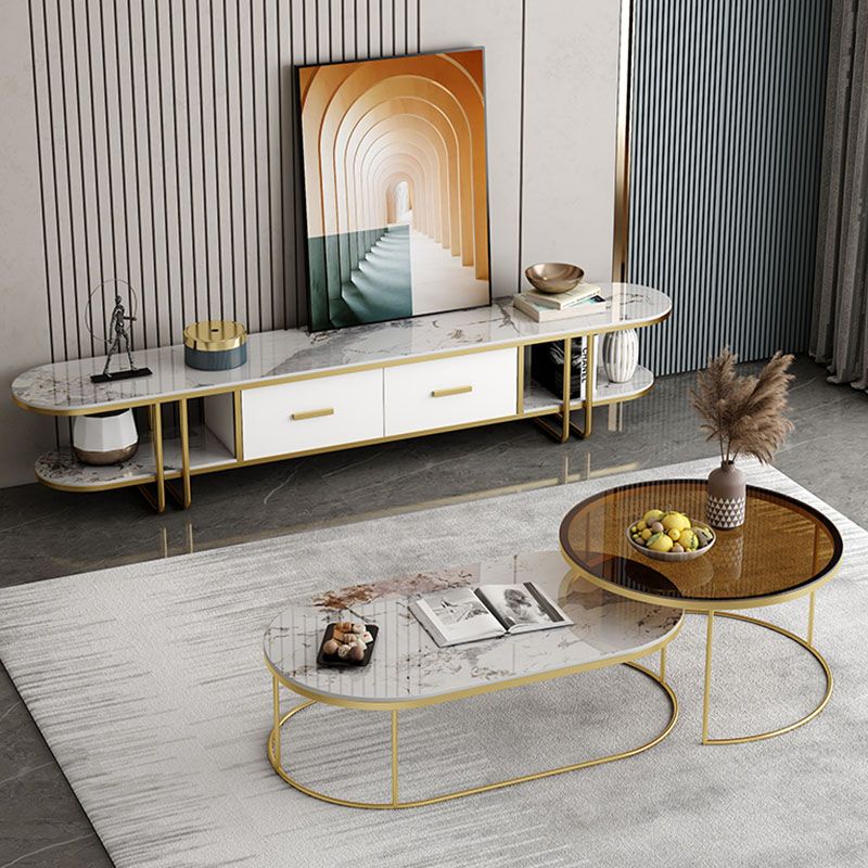 Hedendaagse Slate Top TV Media Console 2 Lades TV Stand Console