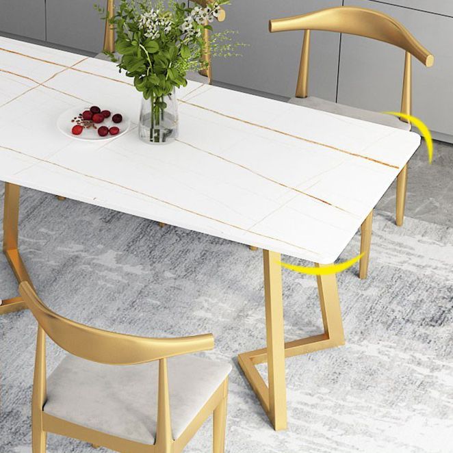 Rectangle Glam Style Dining Table Double Pedestal Table with Sintered Stone Clearhalo ' dining_table' 'Dining Tables & Seating' 'Dining Tables' 'furn' 'furn_dining_table' 'Furniture' 'furniture_dining_table' 'Kitchen & Dining Furniture' 'kitchen&dining_furn' 'kitchen' 'kitchen_dining_table' 1200x1200_f0f02227-575b-44cc-88c2-2bb43c778d6b