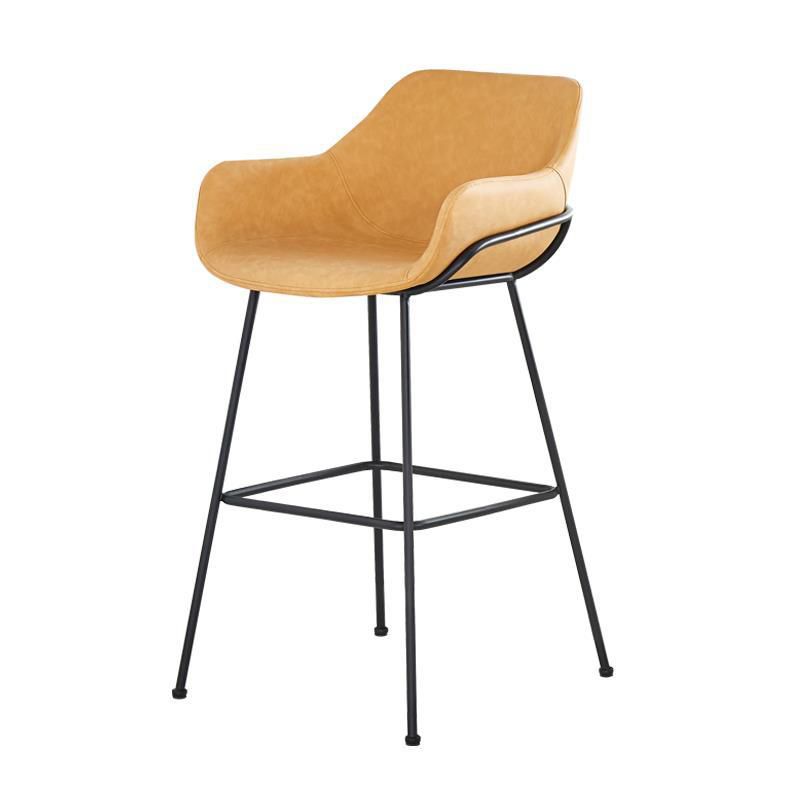 Scandinavian Faux Leather Upholstered Counter Stool with 4 Legs in Matte Finish for Home Clearhalo 'Bar Furniture' 'Bar Stools' 'bar_stools' 'furn' 'furn_bar_stools' 'Furniture' 'Kitchen & Dining Furniture' 1200x1200_f0f04cad-f652-4f8f-99a5-e5a3c67698ec