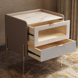 2 Schubladen Glamakzent Tisch Nachttest antikes Finishbett Nachttisch