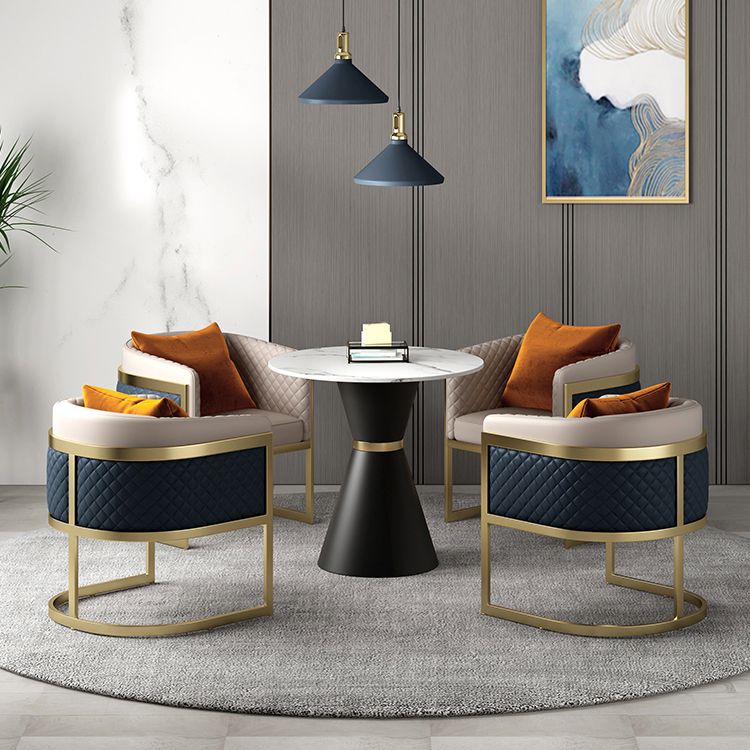 Glam Sintered Stone Dining Set Round 1/2/5 Pieces Dining Table Set for Home Use